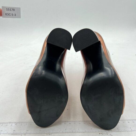 Brown Peep Toe Slouch Ankle Boots Chunky Stacked Heels Party Dress Shoes - Picture 6 of 6